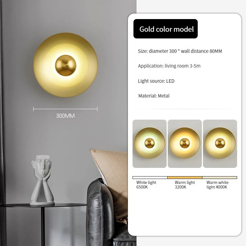 Modern round LED wall light for luxury interior decoration - vue 8 sur 11
