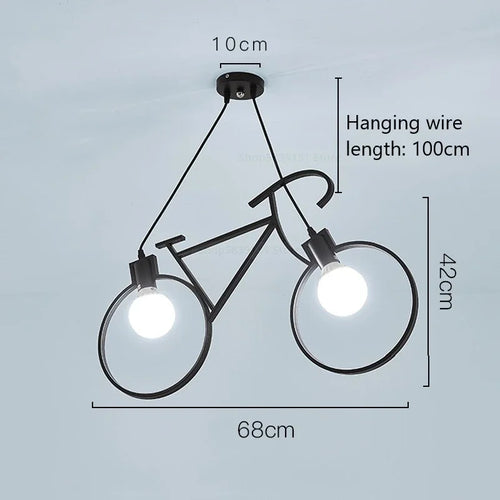 Modern iron bicycle pendant light for home decor - vue 10 sur 12