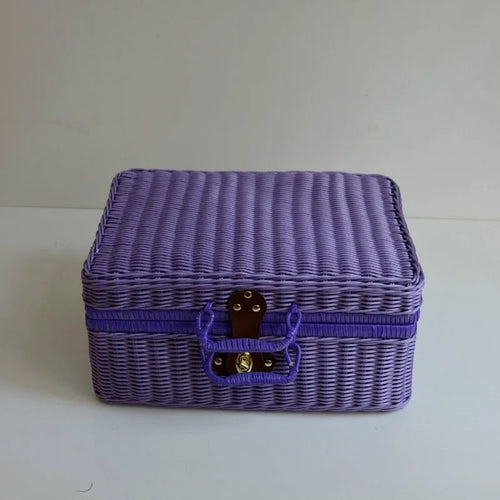 retro rattan basket for storage and picnic - vue 8 sur 12