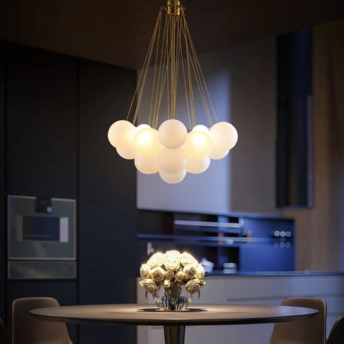 Modern glass ball LED pendant chandelier nordic suspended - vue 4 sur 10