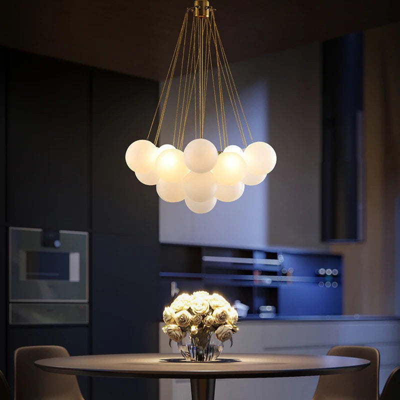Modern glass ball LED pendant chandelier nordic suspended - vue 3 sur 10