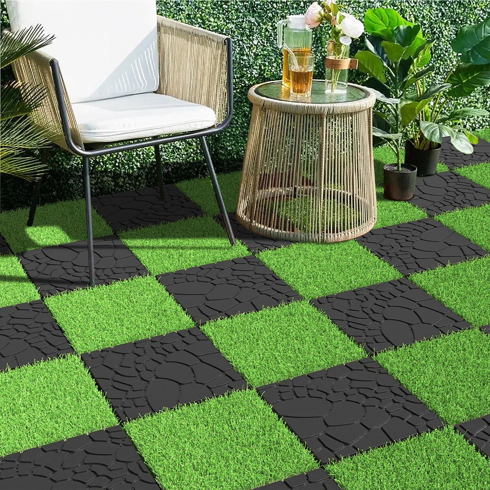 Clip-on stone effect patio decking tiles 30 cm set of 44 - vue 6 sur 6