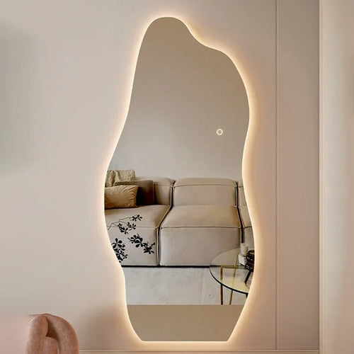 Decorative illuminated mirror nordic irregular style for elegant interiors - vue 3 sur 6