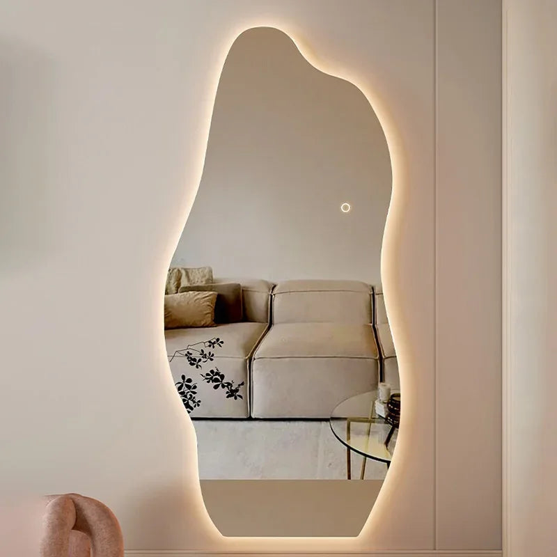 Decorative illuminated mirror nordic irregular style for elegant interiors - vue 3 sur 6