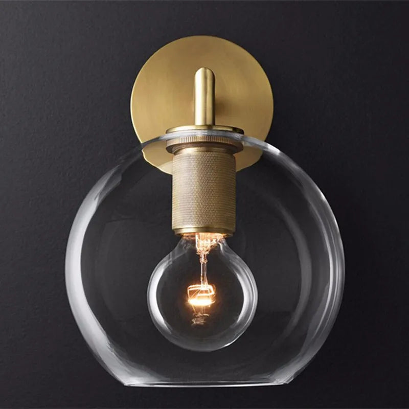 American retro glass wall light with LED lighting