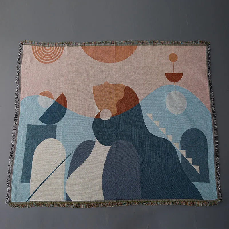 Nordic geometric multifunctional throw for sofa and bed