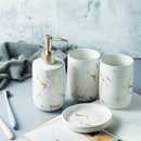Black Marbled Bathroom Accessories Set, Ceramic Soap Dispenser, Toothbrush Holder, Box, Decoration