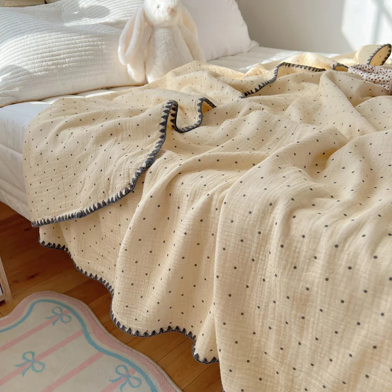 Lightweight crepe cotton throw with check pattern for children summer