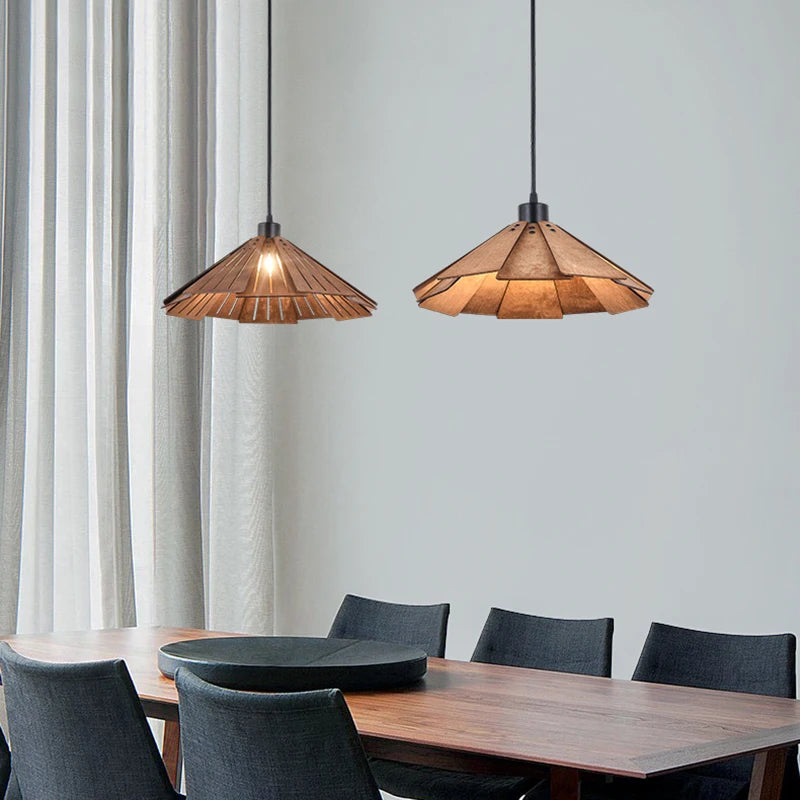 Wabi-sabi wood pendant light with DIY LED fixtures