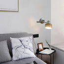 American style adjustable wall light with long wooden arm and chrome finish