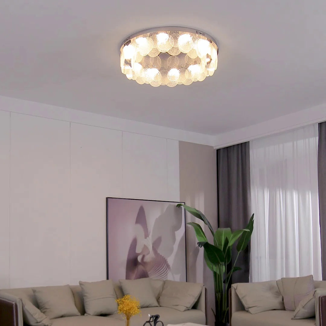 Modern LED ceiling light in stainless steel and glass for interior decoration - vue 3 sur 10