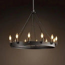 Round retro American style iron LED chandelier