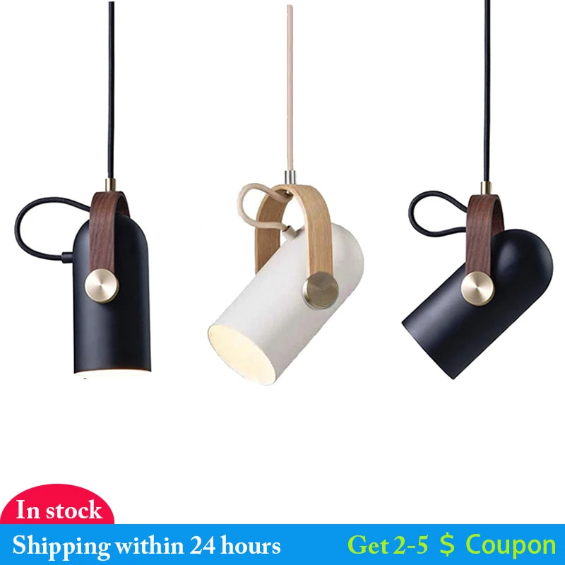 Rotating spotlight pendant light metal hanging lamp for home bedroom living room dining indoor wood painted decor