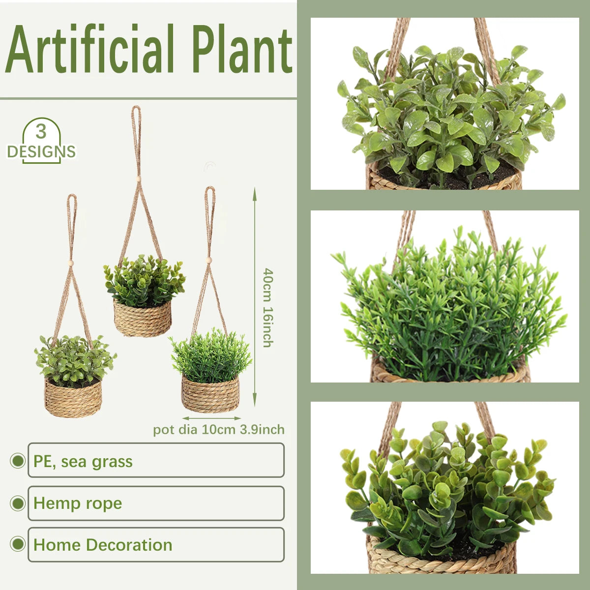 artificial plants eucalyptus rosemary green decoration in pot - vue 6 sur 9
