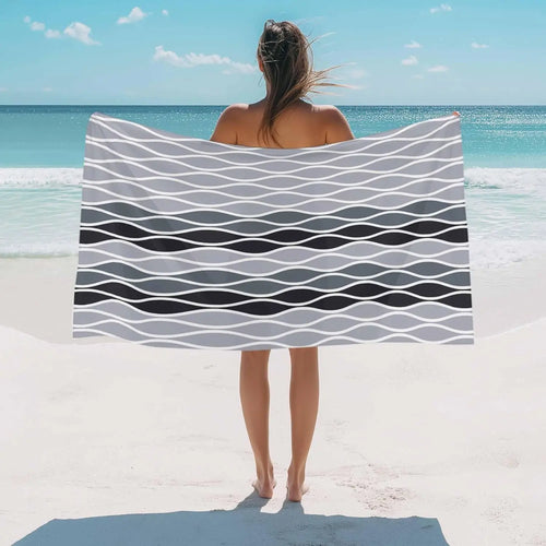 Abstract wave pattern quick dry beach towel - vue 3 sur 6