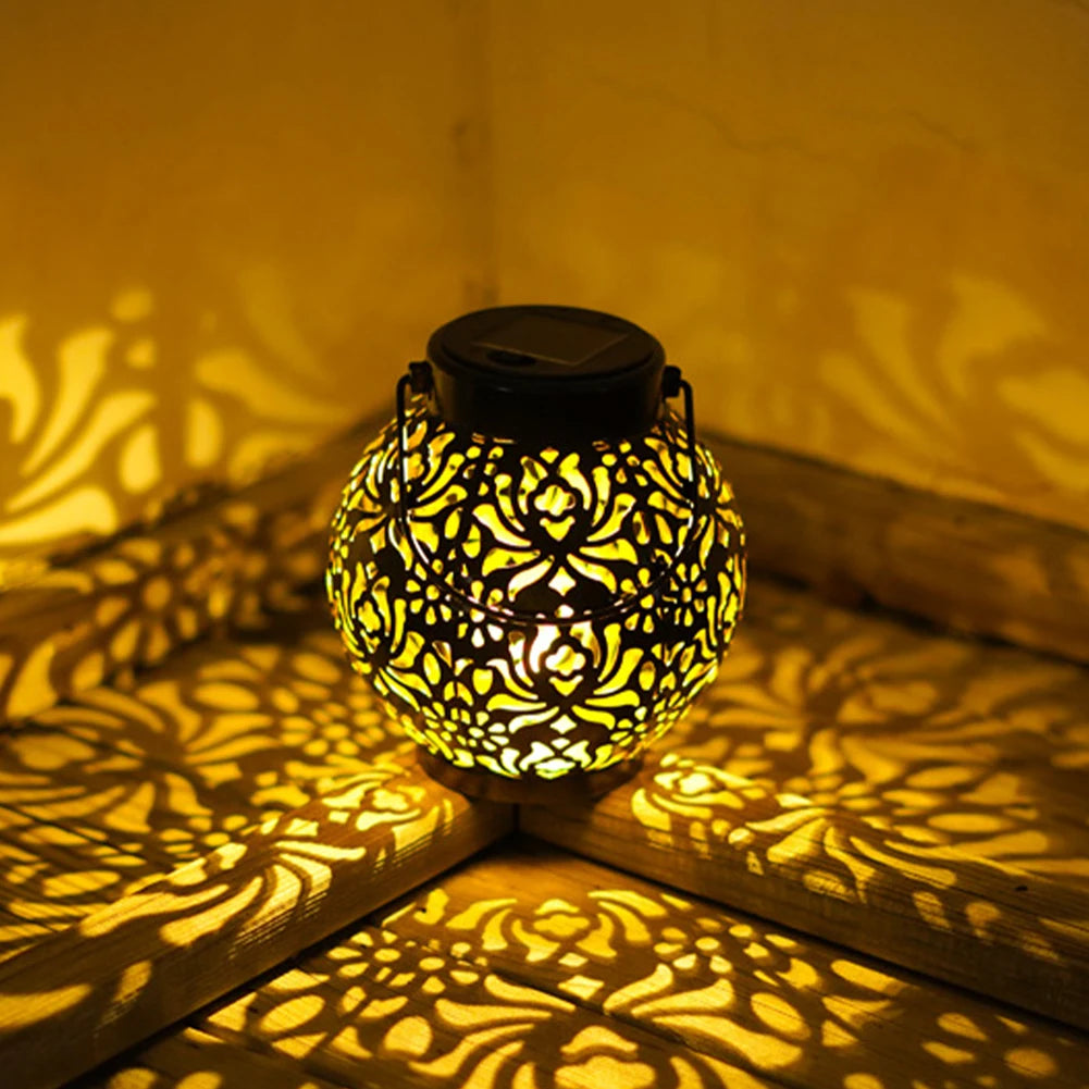 Round metal solar garden lights