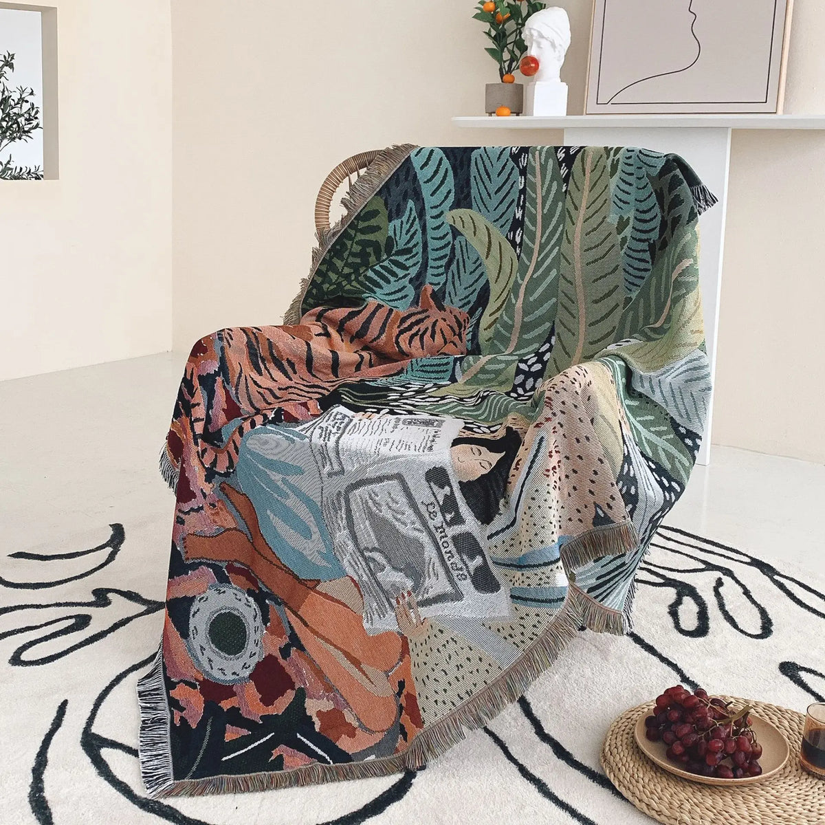 Bohemian landscape pattern bedspread for living room and bedroom