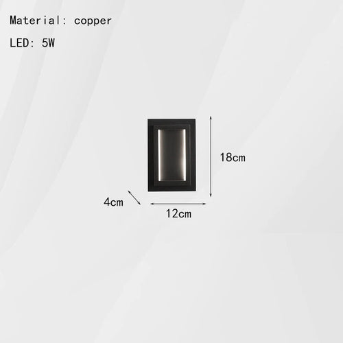 Rectangular copper LED wall light for hotel - vue 9 sur 8