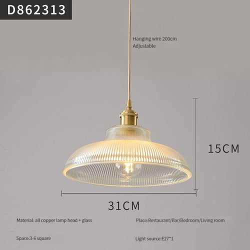 Modern brass and glass pendant light for interiors - vue 23 sur 30