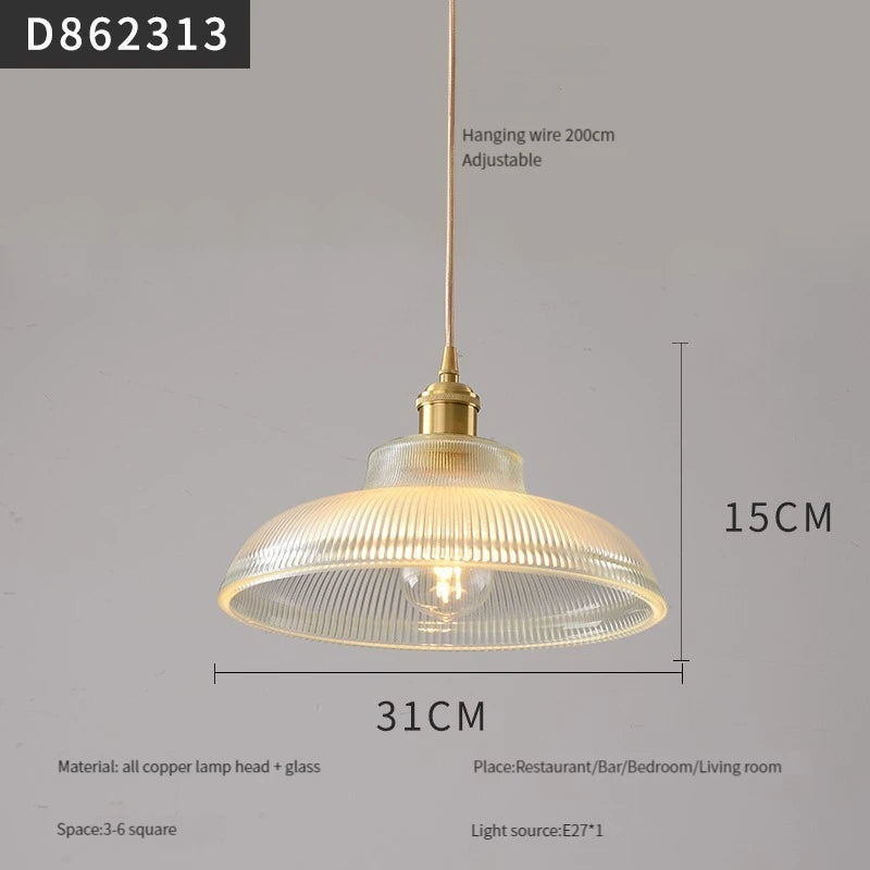 Modern brass and glass pendant light for interiors - vue 23 sur 30