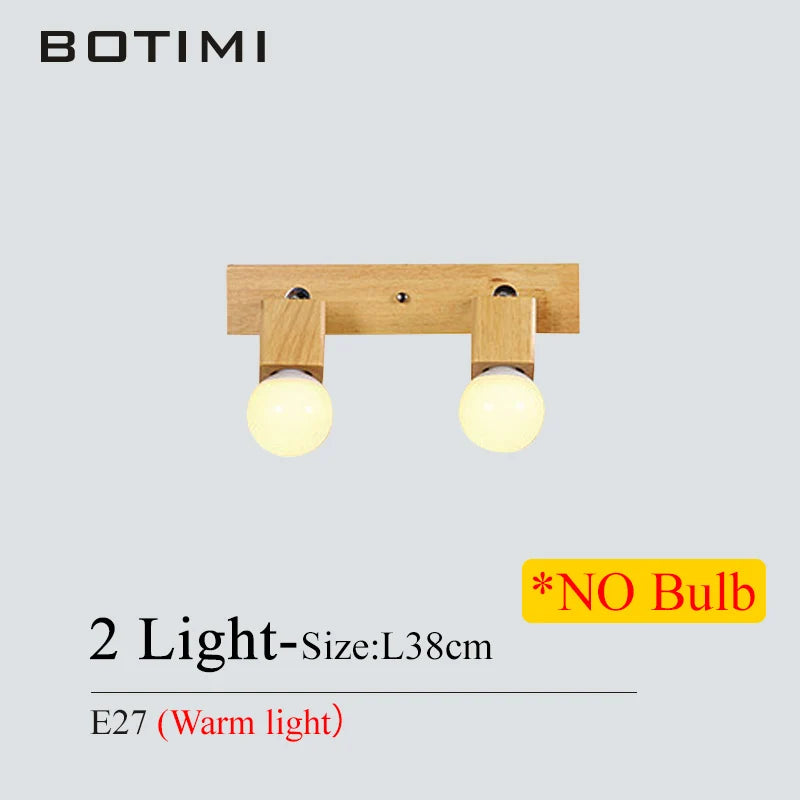 Botimi triple wooden mirror wall light nordic adjustable hotel wall lamp - vue 8 sur 10