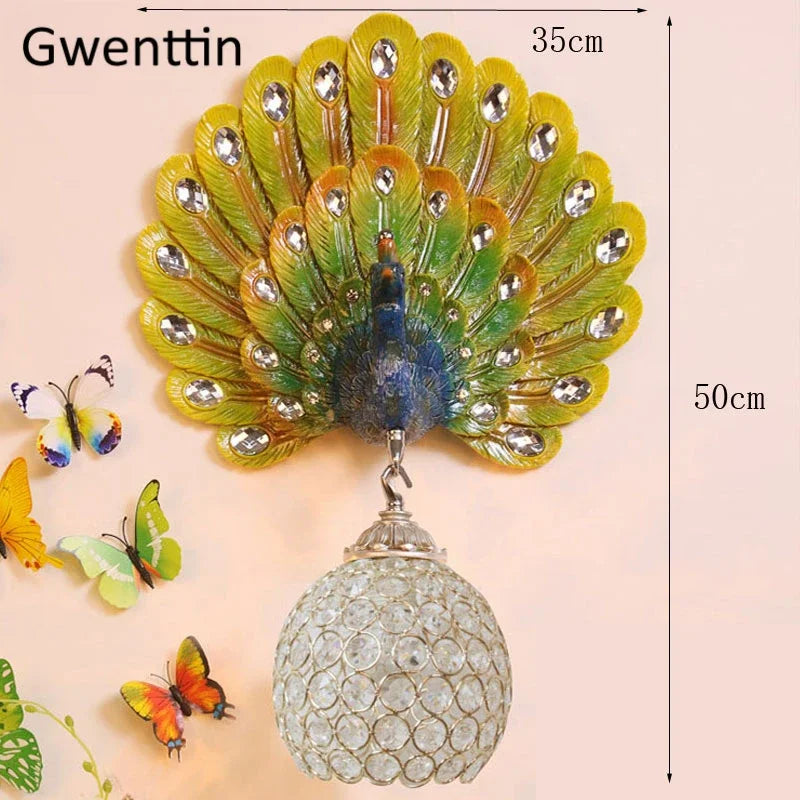 Peacock LED wall light for modern decor