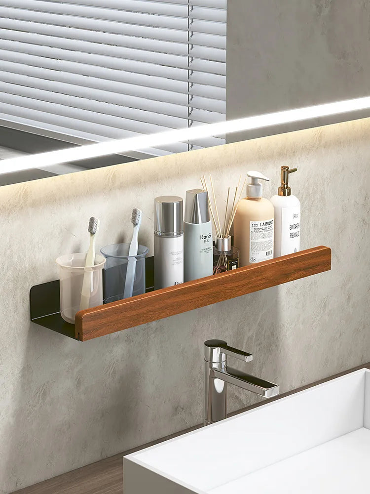 Wall-Mounted bathroom shelf，Punch Storage Holders Racks,floating shelves for wall， living room no-hole punching Storage Shelves - vue 4 sur 16