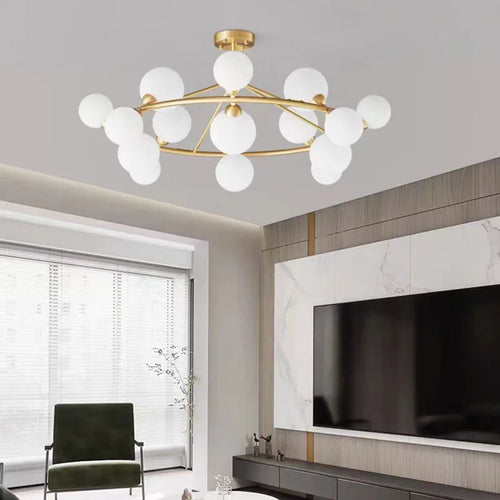 Modern acrylic and black gold brass chandelier for indoor lighting - vue 2 sur 12