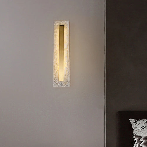 Luxury natural marble oval rectangular LED wall light - vue 5 sur 7