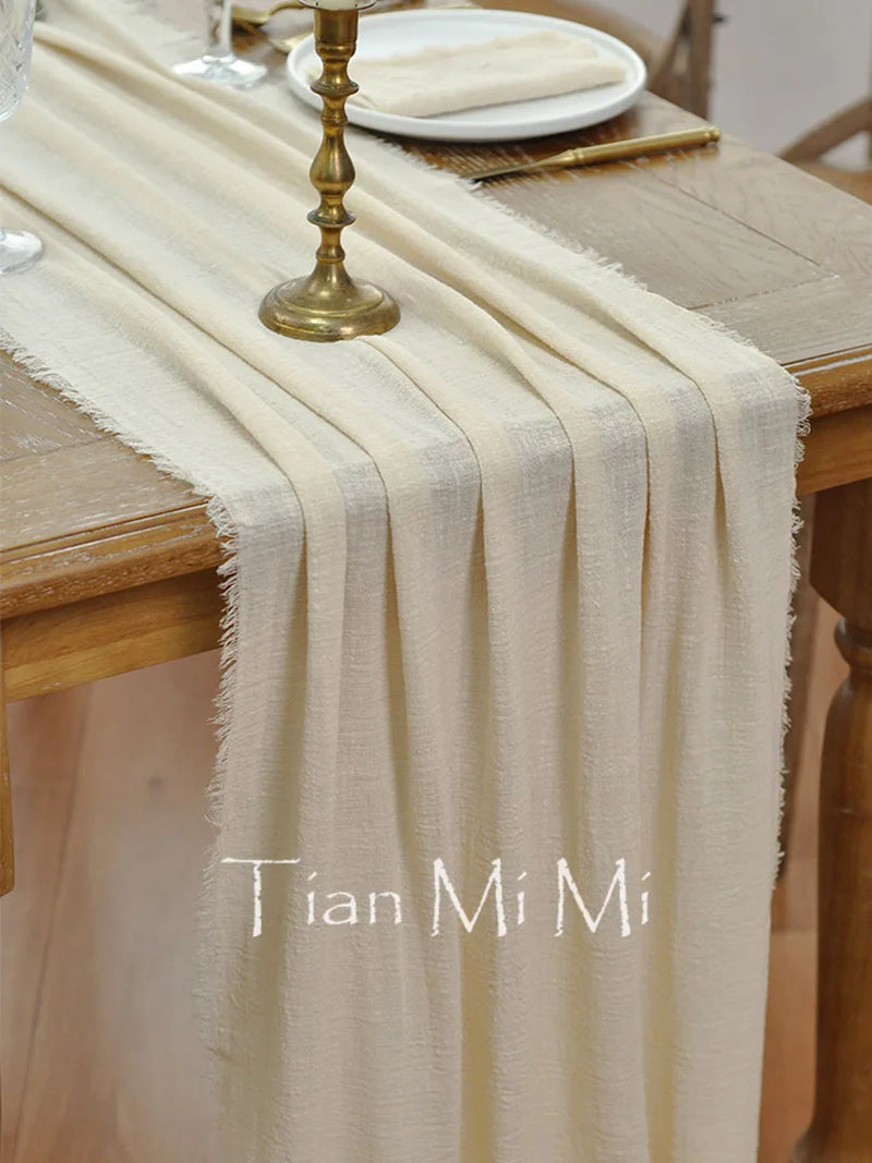 Retro cotton gauze table runner wedding decoration