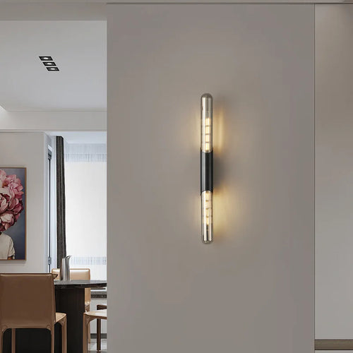 Minimalist brass and copper wall lamp with bulb included - vue 5 sur 8
