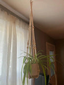 decorative woven hanging basket with wooden beads