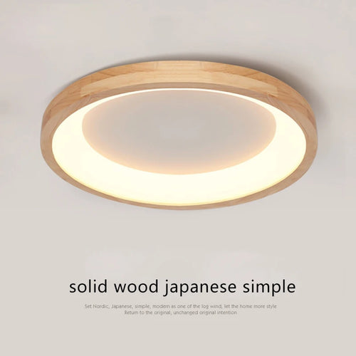 Simple Japanese solid wood LED ceiling lights - vue 5 sur 9