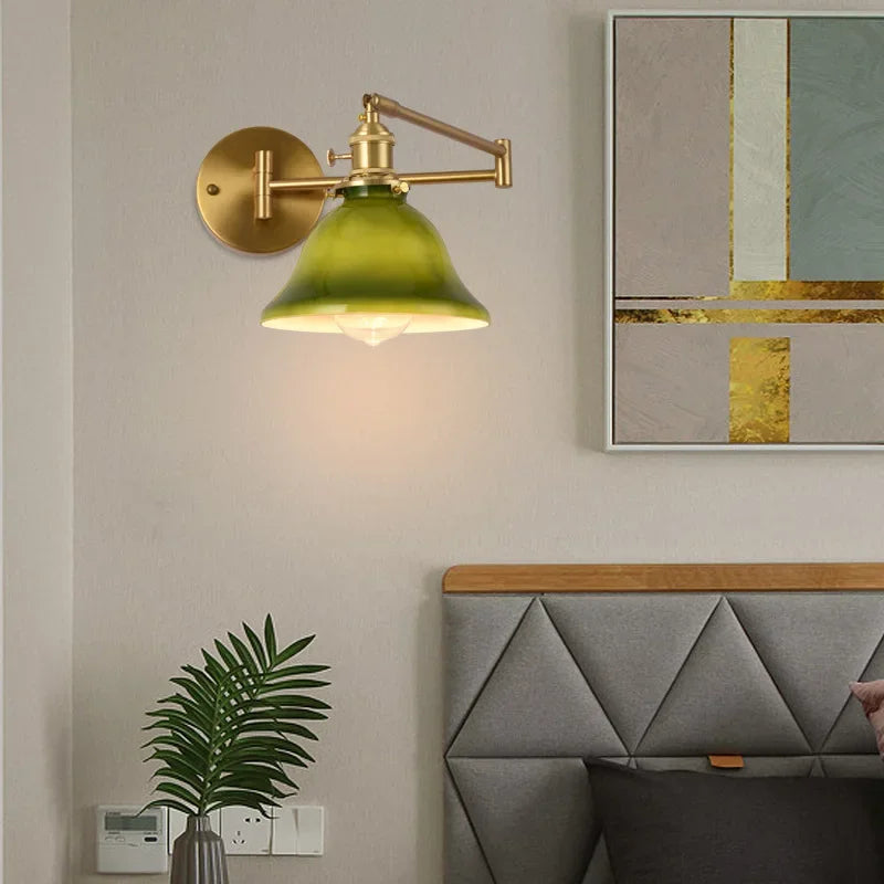 Adjustable retro glass wall light for reading