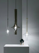 Italian designer chandelier in glass and bamboo for restaurants and shops