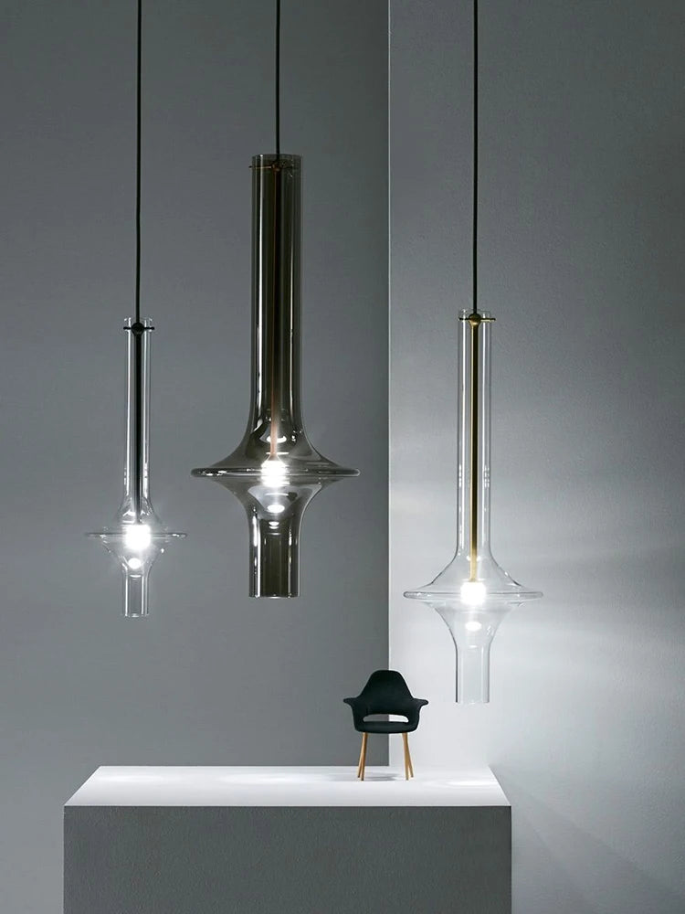 Italian designer chandelier in glass and bamboo for restaurants and shops - vue 5 sur 11