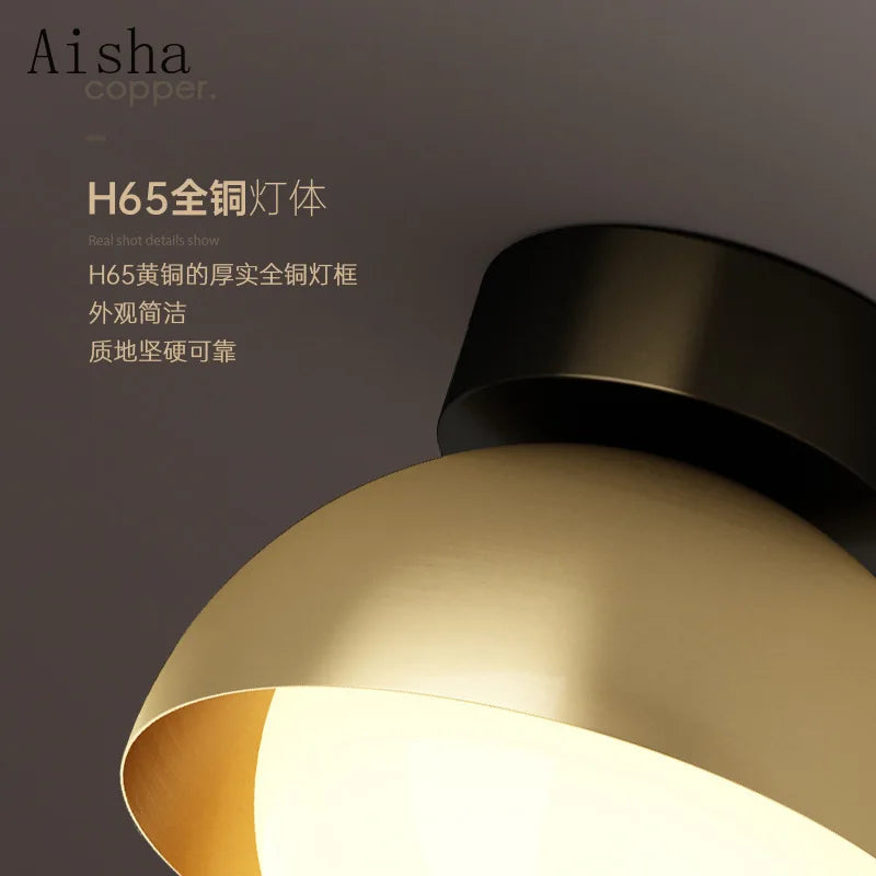 Nordic copper and glass ceiling light with elegant design for interiors - vue 4 sur 7