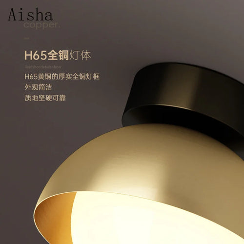 Nordic copper ceiling light with luxury glass for elegant lighting - vue 4 sur 7