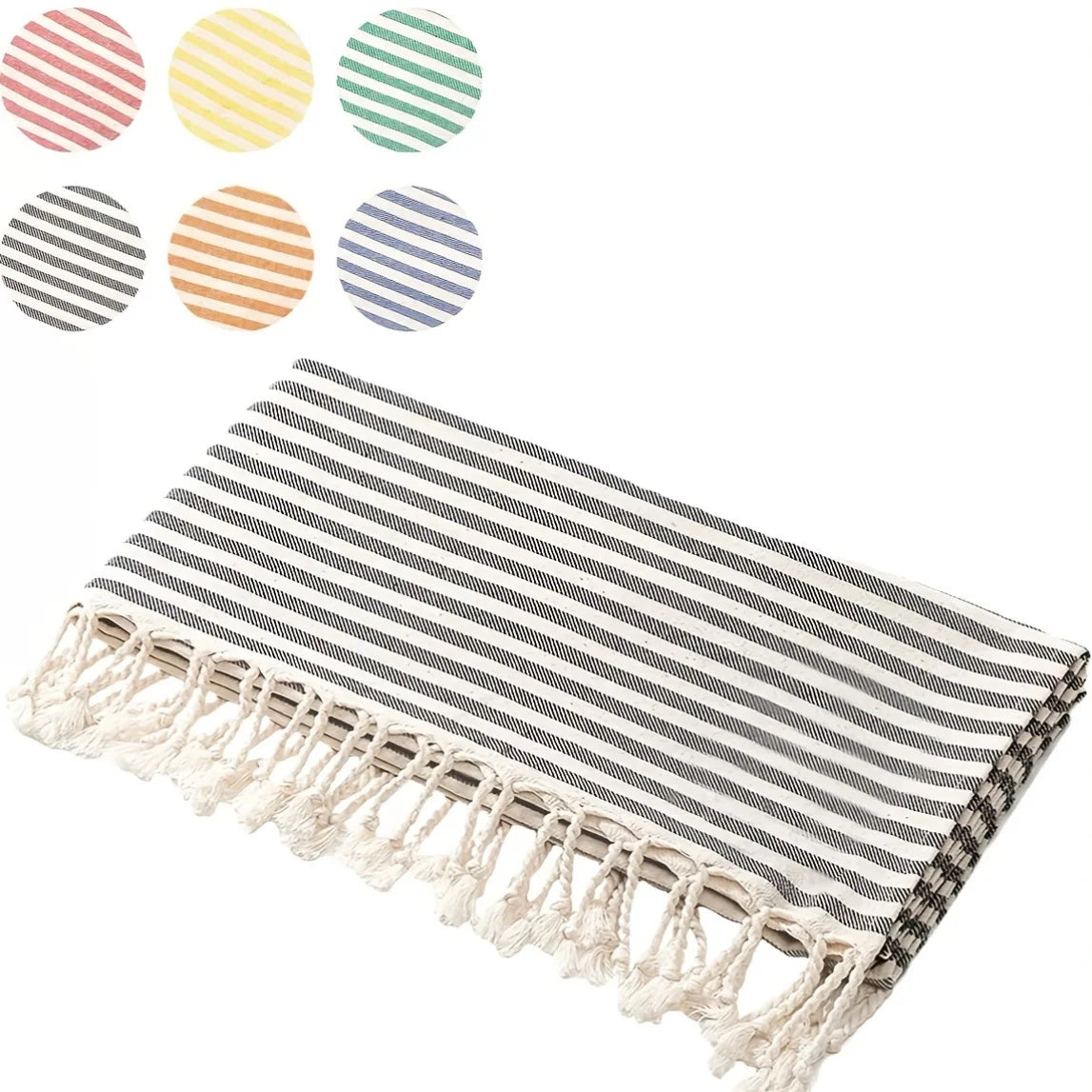 Turkish cotton striped boho beach towel - vue 2 sur 6