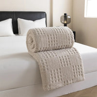 Waffle jacquard velvet polyester throw blanket for living room and bedroom