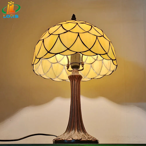 Nordic antique glass table lamp tiffany style - vue 4 sur 6