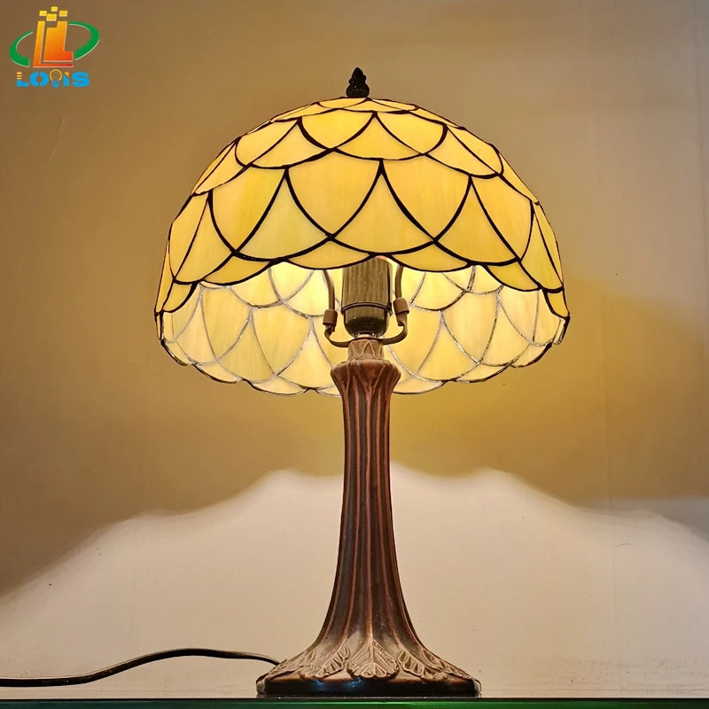 Nordic antique glass table lamp tiffany style - vue 3 sur 6