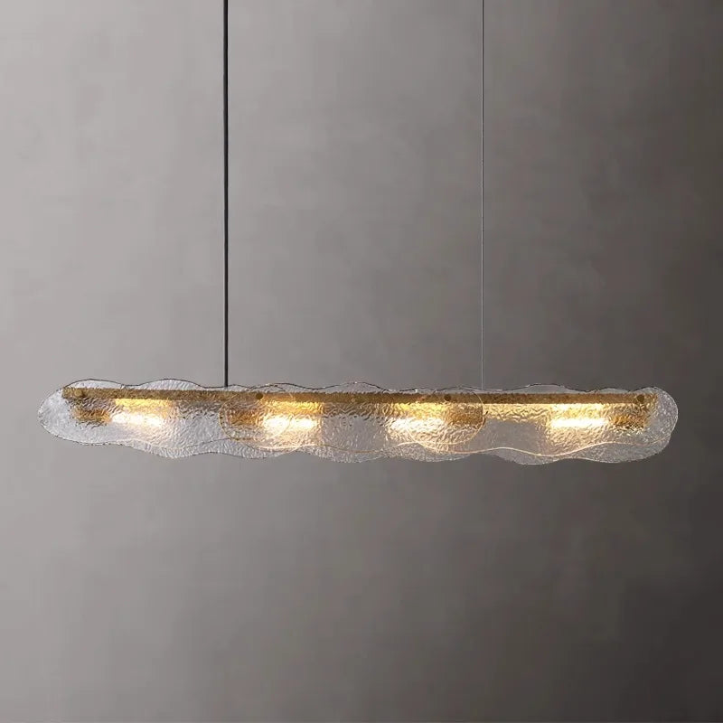 Modern copper and glass pendant light for restaurant