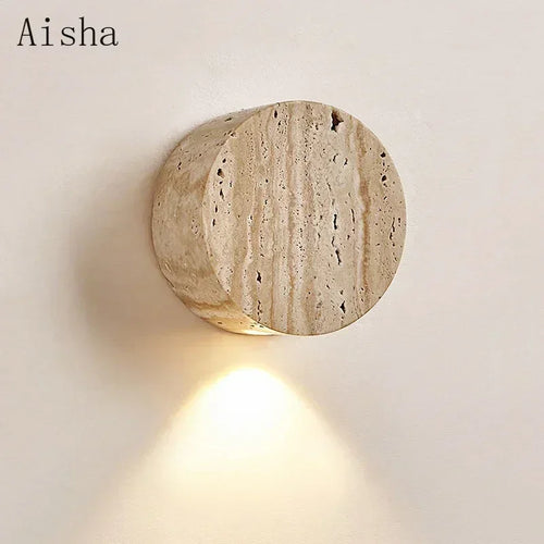 Japanese wabi sabi natural stone wall light for indoor use - vue 2 sur 7