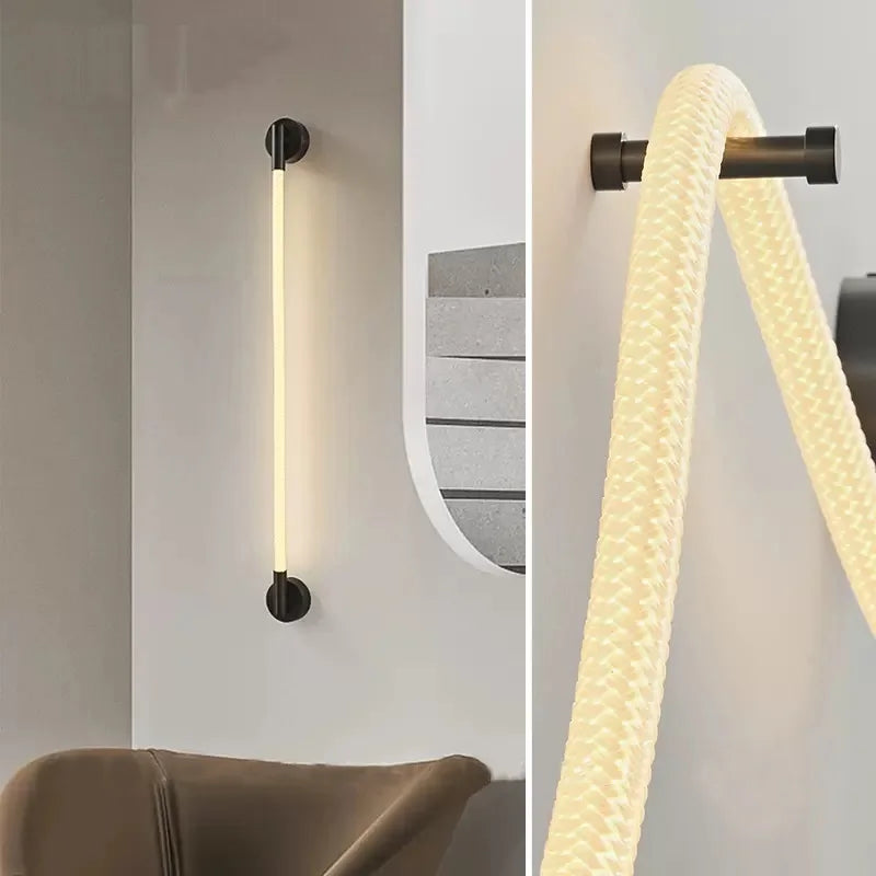 Minimalist LED wall light in flexible woven silicone fibre - vue 3 sur 18