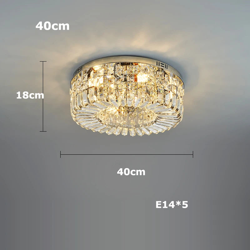 Classic chrome crystal LED ceiling light for modern interiors