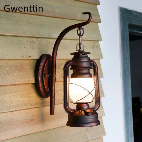 Vintage kerosene-style outdoor country wall light - vue 7 sur 7