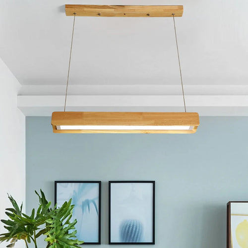 Simple nordic wood office chandelier for shops - vue 3 sur 12