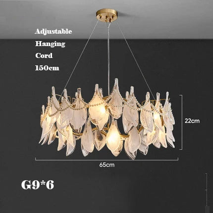 Creative frosted glass chandelier with hanging pearls, modern design - vue 9 sur 10