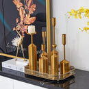 Gold plated metal candle holder for weddings and elegant decoration